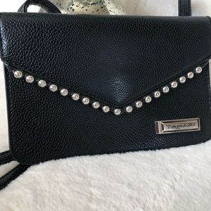 Tahari black studded leather crossbody